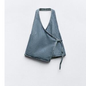 Zara Blue Denim Wrap Top